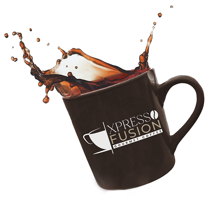 Xpresso Fusion Logo on a cup of coffee